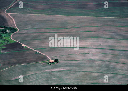 Managua, Nicaragua, June 1986; Aerial of ploughed fields near the capital. Stock Photo