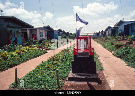 Managua, Nicaragua, July 1981;  a monument to an FSLN narional hero on the place where he was killed in street fighting to overthrow Somoza in 1979. Stock Photo