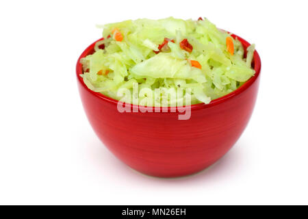 Coleslaw, red bowl with Coleslaw Salad Stock Photo