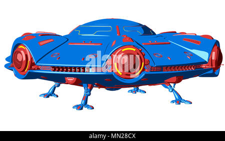 Cartoon UFO isolated on white background. 3D illustration Stock Photo