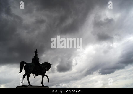 Rome, 'Altar of the Fatherland', Italy: The the statue of Victor Emmanuel  King photographed before a storm Stock Photo