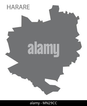 Vector map Harare. Isolated vector Illustration. Black on White ...