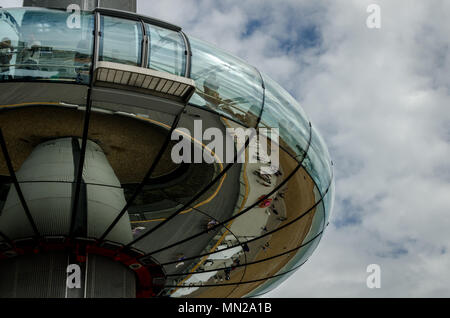 The British Airways i360 observation tower in the clouds at Brighton, England Stock Photo