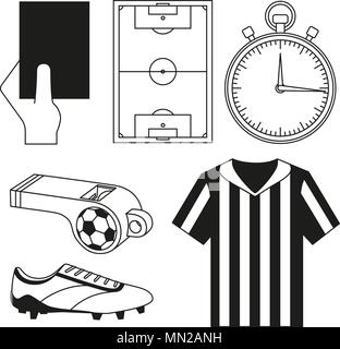 Black and white flat referee elements set. Stock Vector