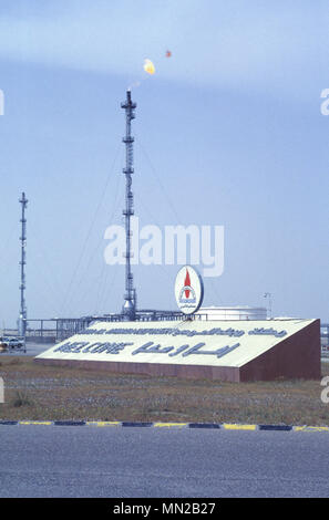 Mina Al Ahmadi Refinery and oil exporting terminal, 45 km south of Kuwait City is the main export terminal for Kuwait's oil industry, at the northern end of the Arabian Gulf. Stock Photo