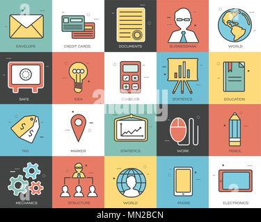 Line icons set of business collection concept. Modern vector pictogram with flat design elements Stock Vector