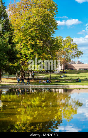 Montpellier (southern France): square 'esplanade Charles de Gaulle' and its shady promenade Stock Photo