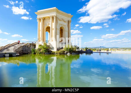 Montpellier (southern France): Promenade du Peyrou, 'place royale Le Peyrou' square, with its water tower and pond Stock Photo