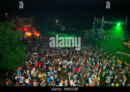 Dance arena at  the Exit Music festival 2005 in the Petrovaradin Fortress, Novi Sad, Serbia. Stock Photo