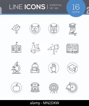 School concepts - modern line design style icons set Stock Vector