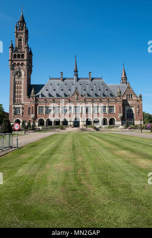 The Peace Palace (Vredespaleis), an international law administration building in The Hague, Netherlands, home of the International Court of Justice. Stock Photo