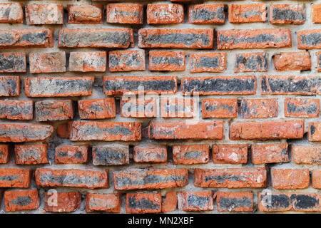 Background building materials: Texture of a wall of burnt red brick close-up Stock Photo