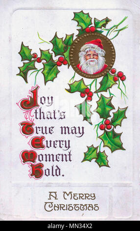 A Merry Christmas - Vintage Christmas Post Card Stock Photo