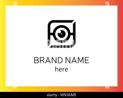 combination of letters FOF in form of square with circle inside, similar to sign of camera or video camera Stock Vector