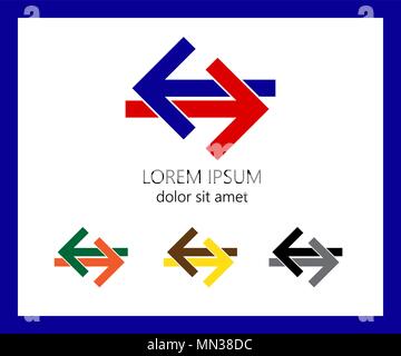 Arrows in different directions. Set in different colors on white background Stock Vector