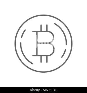 Simple Bitcoin Thin Line Vector Symbol Graphic Icon Design Template Stock Vector