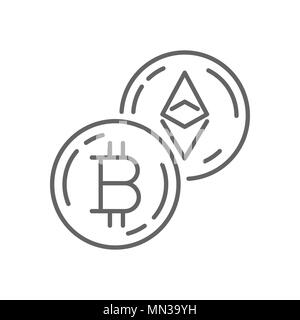 Bitcoin Currency Exchange Thin Line Vector Symbol Graphic Icon Design Template Stock Vector