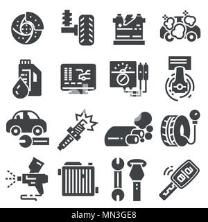 Set vector line icons with open path car service, auto repair and transport with elements for mobile concepts and web apps. Stock Vector