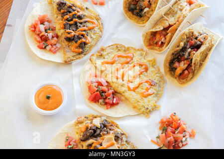 Tortilla breakfast wraps and tacos Stock Photo