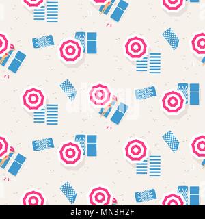 Beach top view seamless vector pattern. Stock Vector