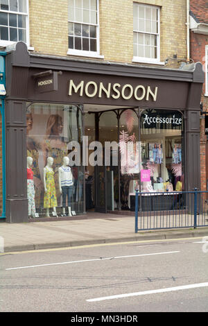 Monsoon women's clothes shop without people in Hitchin town centre, Hertfordshire, England Stock Photo