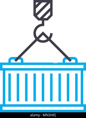 20 foot container vector thin line stroke icon. 20 foot container ...