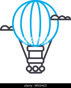 Air Balloon vector thin line stroke icon. Air Balloon outline illustration, linear sign, symbol concept. Stock Vector