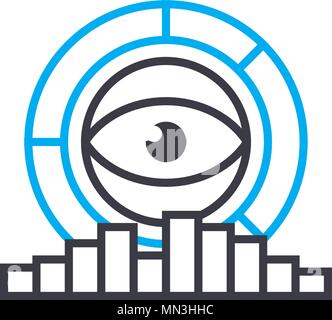 Analytical research system vector thin line stroke icon. Analytical research system outline illustration, linear sign, symbol concept. Stock Vector