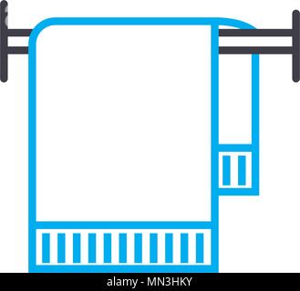 Bath towel vector thin line stroke icon. Bath towel outline illustration, linear sign, symbol concept. Stock Vector