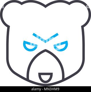Bear market vector thin line stroke icon. Bear market outline illustration, linear sign, symbol concept. Stock Vector