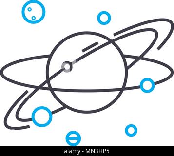 Calculating the trajectory vector thin line stroke icon. Calculating the trajectory outline illustration, linear sign, symbol concept. Stock Vector