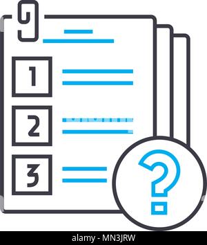 Conducting a survey vector thin line stroke icon. Conducting a survey outline illustration, linear sign, symbol concept. Stock Vector
