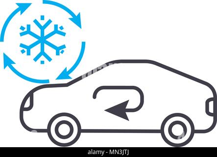 Cooling car system vector thin line stroke icon. Cooling car system outline illustration, linear sign, symbol concept. Stock Vector