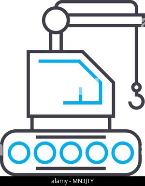 Boom lift icon, linear isolated illustration, thin line vector, web ...