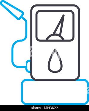 Gas station vector thin line stroke icon. Gas station outline illustration, linear sign, symbol concept. Stock Vector
