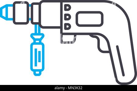 Hammer drill vector thin line stroke icon. Hammer drill outline illustration, linear sign, symbol concept. Stock Vector