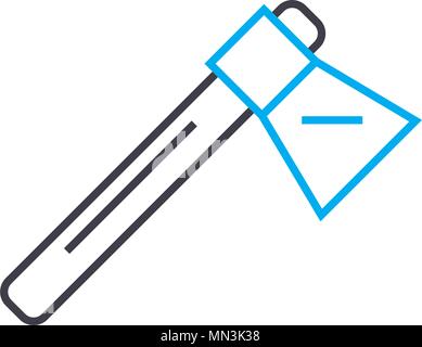 Hatchet vector thin line stroke icon. Hatchet outline illustration, linear sign, symbol concept. Stock Vector
