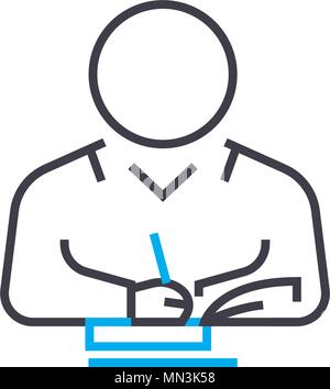 Individual research vector thin line stroke icon. Individual research outline illustration, linear sign, symbol concept. Stock Vector