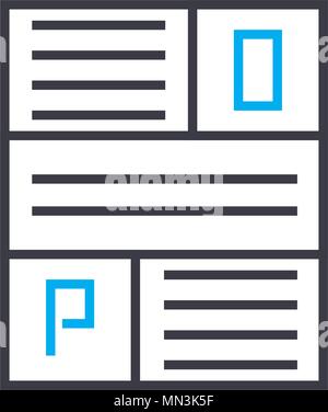 Information blocks vector thin line stroke icon. Information blocks outline illustration, linear sign, symbol concept. Stock Vector