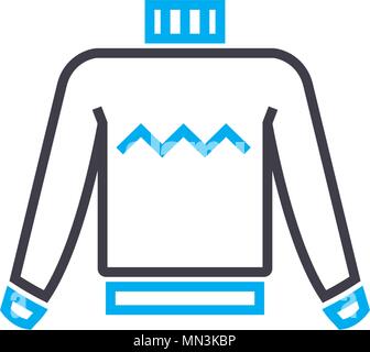 Men's sweatshirt vector thin line stroke icon. Men's sweatshirt outline illustration, linear sign, symbol concept. Stock Vector