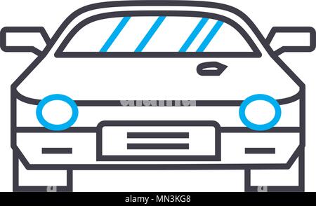 Racing car vector thin line stroke icon. Racing car outline illustration, linear sign, symbol concept. Stock Vector