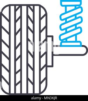 Shock absorbers vector thin line stroke icon. Shock absorbers outline illustration, linear sign, symbol concept. Stock Vector