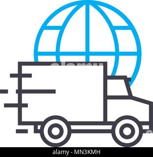 Standard international delivery vector thin line stroke icon. Standard international delivery outline illustration, linear sign, symbol concept. Stock Vector