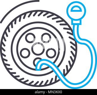 Tire pressure vector thin line stroke icon. Tire pressure outline illustration, linear sign, symbol concept. Stock Vector