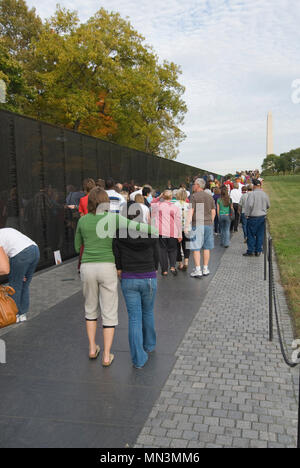 The Vietnam Veterans Memorial national memorial in Washington D.C. It honors service members of the U.S. armed forces who fought in the Vietnam War. Stock Photo