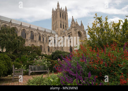 The beautiful garden a the National Cathedral in Washington DC. Stock Photo