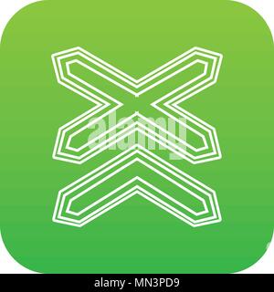 Two non barrier railways icon green vector Stock Vector