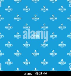 Protester gramophone pattern vector seamless blue Stock Vector