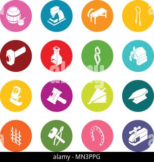 Blacksmith tools icons set colorful circles vector Stock Vector