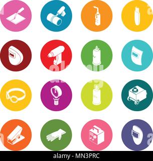 Welding tools icons set colorful circles vector Stock Vector
